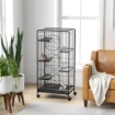 GABBIA PER PICCOLI ANIMALI CON RUOTE 5 RAMPE E 5 PIATTAFORME CIOTOLA E BOTTIGLIA 61.5X44X131 CM NERO
