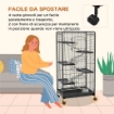 GABBIA PER PICCOLI ANIMALI CON RUOTE 5 RAMPE E 5 PIATTAFORME CIOTOLA E BOTTIGLIA 61.5X44X131 CM NERO
