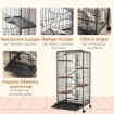 GABBIA PER PICCOLI ANIMALI CON RUOTE 5 RAMPE E 5 PIATTAFORME CIOTOLA E BOTTIGLIA 61.5X44X131 CM NERO