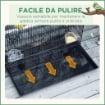 GABBIA PER UCCELLI CON 2 POSATOI E 3 INGRESSI IN FILO METALLICO E PLASTICA 60X41X41 CM NERO