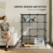GABBIA PER GATTI MODULABILE A 4 LIVELLI CON PIATTAFORME RAMPE E 5 PORTE IN ACCIAIO E PP 105X105X140 CM NERO