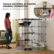 GABBIA PER GATTI MODULABILE A 4 LIVELLI CON PIATTAFORME RAMPE E 5 PORTE IN ACCIAIO E PP 105X105X140 CM NERO