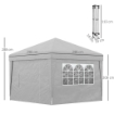 GAZEBO PIEGHEVOLE AD ALTEZZA REGOLABILE CON FINESTRELLE IN ACCIAIO E TESSUTO OXFORD 298X298X288 CM GRIGIO CHIARO