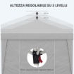 GAZEBO PIEGHEVOLE AD ALTEZZA REGOLABILE CON FINESTRELLE IN ACCIAIO E TESSUTO OXFORD 298X298X288 CM GRIGIO CHIARO