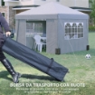 GAZEBO PIEGHEVOLE AD ALTEZZA REGOLABILE CON FINESTRELLE IN ACCIAIO E TESSUTO OXFORD 298X298X288 CM GRIGIO CHIARO
