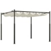 GAZEBO PERGOLA 3X3 M CON TETTUCCIO RETRATTILE 8 VITI E 8 PICCHETTI IN POLIESTERE 180G E METALLO BIANCO CREMA