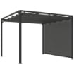 GAZEBO PERGOLA RETRATTILE 3X3 M CON TENDA A RULLO E FORI DI DRENAGGIO IN ACCIAIO E POLIESTERE GRIGIO SCURO