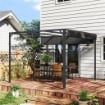 GAZEBO PERGOLA RETRATTILE 3X3 M CON TENDA A RULLO E FORI DI DRENAGGIO IN ACCIAIO E POLIESTERE GRIGIO SCURO