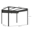 GAZEBO PERGOLA RETRATTILE 3X3 M CON TENDA A RULLO E FORI DI DRENAGGIO IN ACCIAIO E POLIESTERE GRIGIO SCURO