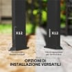 GAZEBO PERGOLA RETRATTILE 3X3 M CON TENDA A RULLO E FORI DI DRENAGGIO IN ACCIAIO E POLIESTERE GRIGIO SCURO
