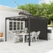 GAZEBO PERGOLA RETRATTILE 3X3 M CON TENDA A RULLO E FORI DI DRENAGGIO IN ACCIAIO E POLIESTERE GRIGIO SCURO