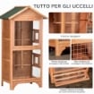 GABBIA PER UCCELLI IN LEGNO E METALLO A 3 APERTURE CON 4 POSATOI E VASSOIO RIMOVIBILE 80.5X57X153 CM ARANCIONE