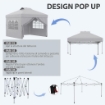 GAZEBO PIEGHEVOLE 3X3 M CON ALTEZZA REGOLABILE SU 3 LIVELLI FINESTRE E BORSA DI TRASPORTO GRIGIO CHIARO
