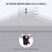GAZEBO PIEGHEVOLE 3X3 M CON ALTEZZA REGOLABILE SU 3 LIVELLI FINESTRE E BORSA DI TRASPORTO GRIGIO CHIARO