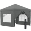 GAZEBO DA ESTERNO 3X3 M PIEGHEVOLE CON 4 PANNELLI LATERALI IN ACCIAIO E TESSUTO OXFORD GRIGIO