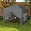GAZEBO DA ESTERNO 3X3 M PIEGHEVOLE CON 4 PANNELLI LATERALI IN ACCIAIO E TESSUTO OXFORD GRIGIO