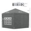 GAZEBO DA ESTERNO 3X3 M PIEGHEVOLE CON 4 PANNELLI LATERALI IN ACCIAIO E TESSUTO OXFORD GRIGIO