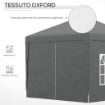 GAZEBO DA ESTERNO 3X3 M PIEGHEVOLE CON 4 PANNELLI LATERALI IN ACCIAIO E TESSUTO OXFORD GRIGIO