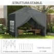 GAZEBO DA ESTERNO 3X3 M PIEGHEVOLE CON 4 PANNELLI LATERALI IN ACCIAIO E TESSUTO OXFORD GRIGIO