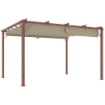 GAZEBO PERGOLA CON TETTO RETRATTILE PICCHETTI E VITI IN POLIESTERE E ALLUMINIO 382X300X232 CM COLOR LEGNO