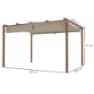 GAZEBO PERGOLA CON TETTO RETRATTILE PICCHETTI E VITI IN POLIESTERE E ALLUMINIO 382X300X232 CM COLOR LEGNO