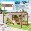 GAZEBO PERGOLA CON TETTO RETRATTILE PICCHETTI E VITI IN POLIESTERE E ALLUMINIO 382X300X232 CM COLOR LEGNO
