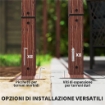 GAZEBO PERGOLA CON TETTO RETRATTILE PICCHETTI E VITI IN POLIESTERE E ALLUMINIO 382X300X232 CM COLOR LEGNO