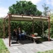 GAZEBO PERGOLA CON TETTO RETRATTILE PICCHETTI E VITI IN POLIESTERE E ALLUMINIO 382X300X232 CM COLOR LEGNO