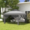 GAZEBO CON ZANZARIERE REGOLABILE SU 3 LIVELLI IN ACCIAIO E TESSUTO OXFORD 326X326X272 CM GRIGIO CHIARO E SCURO