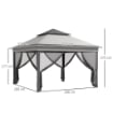 GAZEBO CON ZANZARIERE REGOLABILE SU 3 LIVELLI IN ACCIAIO E TESSUTO OXFORD 326X326X272 CM GRIGIO CHIARO E SCURO