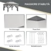 GAZEBO CON ZANZARIERE REGOLABILE SU 3 LIVELLI IN ACCIAIO E TESSUTO OXFORD 326X326X272 CM GRIGIO CHIARO E SCURO