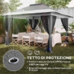 GAZEBO PIEGHEVOLE 3.6X3.6 M CON PARETI ALTEZZA REGOLABILE E PROTEZIONE UPF50+ BORSA CON RUOTE GRIGIO