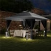 GAZEBO PIEGHEVOLE 3.6X3.6 M CON PARETI ALTEZZA REGOLABILE E PROTEZIONE UPF50+ BORSA CON RUOTE GRIGIO
