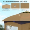 GAZEBO DA GIARDINO 3.4X3.4M CON PARETI PROTEZIONE UV E TETTO A 2 LIVELLI BEIGE