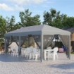 GAZEBO DA GIARDINO PIEGHEVOLE 6X3 M CON 6 ZANZARIERE E PULSANTE IN ACCIAIO E POLIESTERE GRIGIO