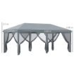 GAZEBO DA GIARDINO PIEGHEVOLE 6X3 M CON 6 ZANZARIERE E PULSANTE IN ACCIAIO E POLIESTERE GRIGIO