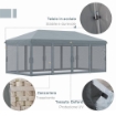GAZEBO DA GIARDINO PIEGHEVOLE 6X3 M CON 6 ZANZARIERE E PULSANTE IN ACCIAIO E POLIESTERE GRIGIO