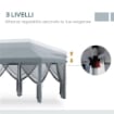 GAZEBO DA GIARDINO PIEGHEVOLE 6X3 M CON 6 ZANZARIERE E PULSANTE IN ACCIAIO E POLIESTERE GRIGIO