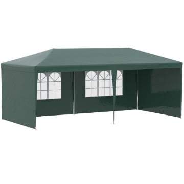 GAZEBO DA GIARDINO 6X3 M PER EVENTI CON PARETI RIMOVIBILI E FINESTRE TRASPARENTI VERDE