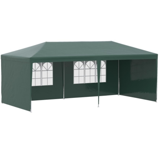 GAZEBO DA GIARDINO 6X3 M PER EVENTI CON PARETI RIMOVIBILI E FINESTRE TRASPARENTI VERDE