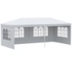 GAZEBO DA GIARDINO PER EVENTI CON 4 PARETI RIMOVIBILI CON FINESTRE 5.8X2.9X2.5M BIANCO