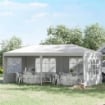 GAZEBO DA GIARDINO PER EVENTI CON 4 PARETI RIMOVIBILI CON FINESTRE 5.8X2.9X2.5M BIANCO