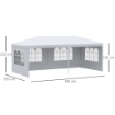 GAZEBO DA GIARDINO PER EVENTI CON 4 PARETI RIMOVIBILI CON FINESTRE 5.8X2.9X2.5M BIANCO