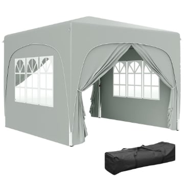 GAZEBO DA GIARDINO 3X3M PIEGHEVOLE CON ALTEZZA REGOLABILE, PROTEZIONE UPF50+ E BORSA GRIGIO CHIARO