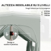 GAZEBO DA GIARDINO 3X3M PIEGHEVOLE CON ALTEZZA REGOLABILE, PROTEZIONE UPF50+ E BORSA GRIGIO CHIARO