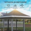 GAZEBO DA GIARDINO AD ALTEZZA REGOLABILE CON ZANZARIERA IN POLIESTERE E METALLO 357X357X310 CM GRIGIO SCURO