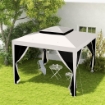 GAZEBO DA GIARDINO 3X3 M CON ZANZARIERA DOPPIO TETTO E 8 FORI IN ACCIAIO E POLIESTERE BIANCO CREMA