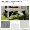 GAZEBO DA GIARDINO 3X3 M CON ZANZARIERA DOPPIO TETTO E 8 FORI IN ACCIAIO E POLIESTERE BIANCO CREMA