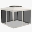 GAZEBO DA GIARDINO 3X3 M CON ZANZARIERA DOPPIO TETTO E 8 FORI IN ACCIAIO E POLIESTERE BIANCO CREMA