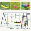 GIOCO PER BAMBINI 3-8 ANNI CON 3 ALTALENE SCALA A CORDA E CANESTRO BASKET IN ACCIAIO PE E PP 3.5X1.8X2 M